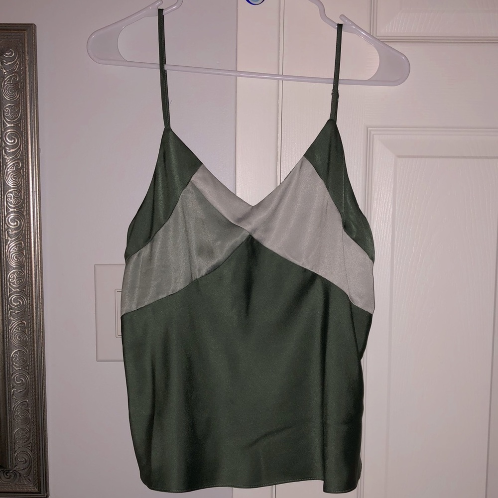 BA&SH Green Cross Design Silk Cami